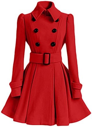 Sepbear Womens Vintage 1950s Retro Swing Trench Coat Jacket Belted Winter Double Breasted Flary Coat