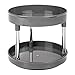 mDesign 2-Tier Lazy Susan Turntable for Bathroom Counter and Cabinets - 9 Inch Rotating Organizer Caddy - Bathroom Lazy Susan for Medicine Storage - Ligne Collection - 2 Pack - Charcoal Gray/Chrome