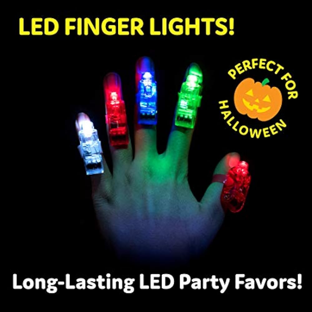 Light Up Rings LED Finger Lights 100pk Flashing Glow Rings, Wearable