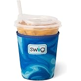 Swig Life Small Iced Cup Coolie, 16-20oz Iced Coffee Cup Insulator Sleeve with Handle, Neoprene Insulated Coolie Keeps Drinks Cold (Blue Lagoon)