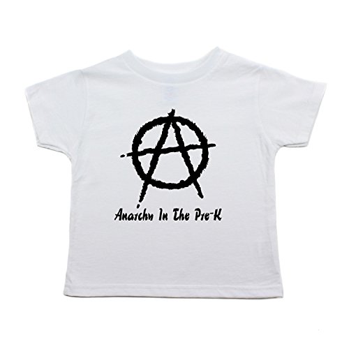Anarchy in The Pre-K Punk Rock Kids Toddler Short Sleeve T-Shirt in White, 5/6T