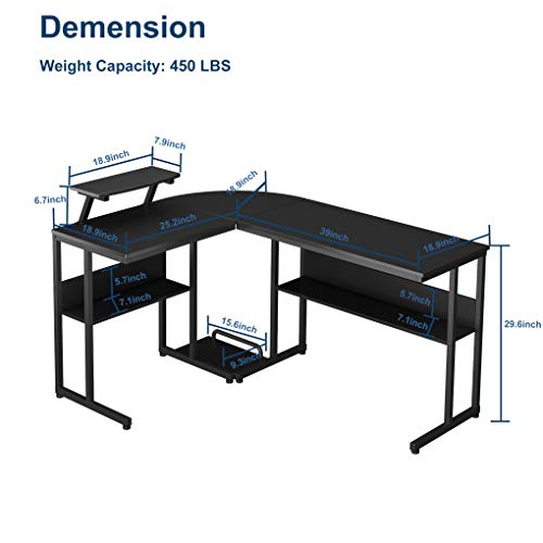 Ruitta Reversible Computer Corner Desk 58" LShaped Desk, Corner Gaming
