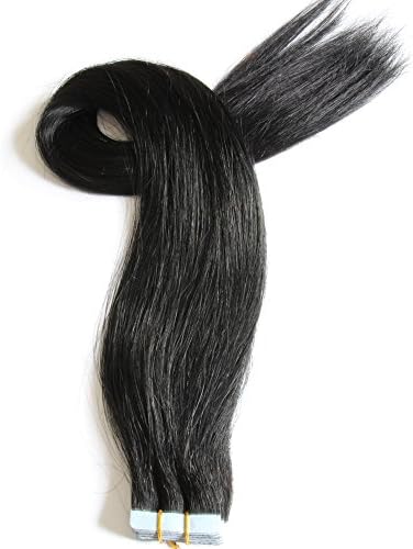 Tape In Remy Human Hair Extensions Salon Quality Skin Weft 20" 20 Pcs 50 Gram Per Pack Jet Black #1