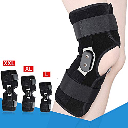 1PC Hinged Knee Brace Suppor,Aluminium Knee Twin Hinged Support Medical Grade Breathable Open Patella Brace (Size : L- 36CM-40CM)