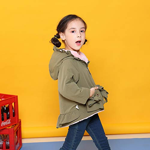 Famuka Winter Baby Girl Jackets Thick Fleece Lined Winter Coat Cute Ruffled Outwear (Green, 12-18 Months) - Thumbnail 7