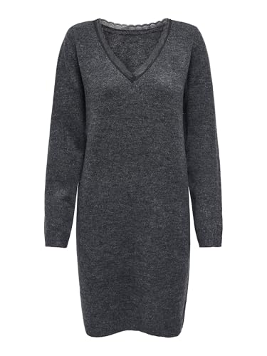 ONLY Onltammy Ls Revers Lace Dress BF KNT, Gris foncé mélangé, L