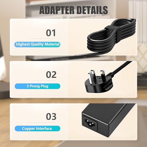 NATNO 80W 19V AC Adapter for LG Monitor Power Cord LG Electronics 32" 27" 24" 19" 20" 22" LCD LED HD TV 27GL83A-B 27MN60T-W 27ML600M, for Samsung TV Monitor 32" UN32J4000 UN32J4000AF UN32J5003 Charger