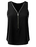 JJ Perfection Women's Woven Zipper Neckline Tank Top