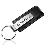 Subaru Black Leather Keychain
