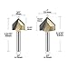 4PCS 90-Degree V Groove Router Bit, Gazeto Titanium Coated Carbide-Tipped 2-Flute CNC Engraving Bit Woodworking Chamfer Bevel Cutter, 1/4-Inch Shank