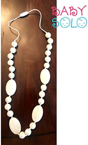 Baby Solo Baby Teething Necklace for Mom | 100% BPA Free | Safe Way to Reduce Baby Pain | Comfortable to Wear &amp; Fashionable | Promotes Healthy Teeth Development | Better Sleep for Baby (Pearly White)