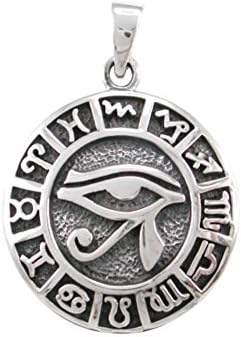 925 Sterling Silver Egyptian Eye of Horus Ra Udjat Zodiac Symbol Charm Pendant