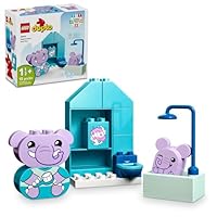 LEGO DUPLO My First Daily Routines: Bath Time Playset, Toddler Learning Toy for Kids Ages 18 Months Plus, Includes 2 Elephant Toys, Helps Preschoolers Role-Play Potty Training, STEM Toy, 10413