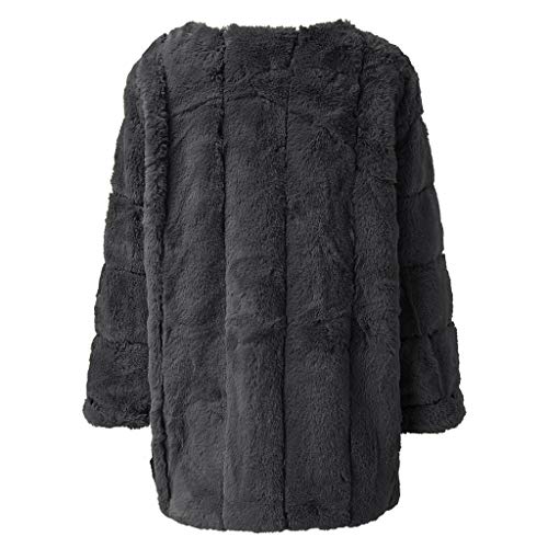 Plus Size Faux Fur Coat Long Sleeve Winter Warm Fluffy Parka Jacket Lapel Fox Luxury Outerwear Overcoat - Limsea Gray