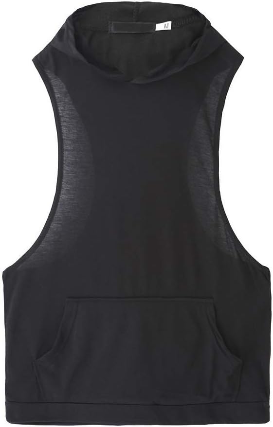 KJHSDNN Mens Workout Fitness Hooded Tank Tops Sleeveless Gym Hoodies with Kanga Pocket Undershirt