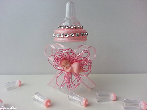 12 Pink Fillable Bottles With Plastic Baby Shower Favors Prizes Girl