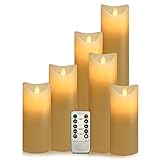 Air Zuker Set of 6 Flameless Candles Pillar LED Candle Battery Operated Candles Flickering Dancing LED Candle Real Wax Candle Motion Candle with Timer and 10-Key Remote