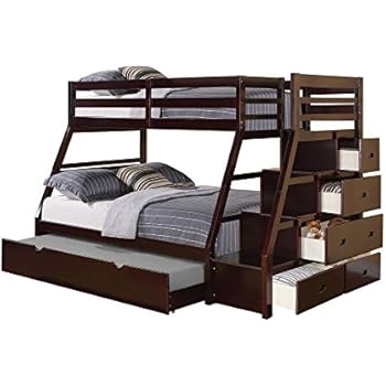 acme Jason Twin/Full Bunk Bed with Storage Ladder and Trundle