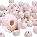BronaGrand 100pcs 14mm Natural Color Round Ball Wood Spacer Beads Jewelry Findings Charms