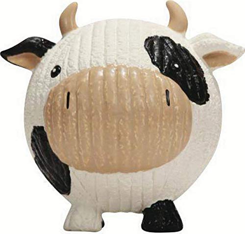 HuggleHounds Extremely Durable and Squeaky Ruff-Tex Cow Knottie, Large