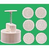 Giftshop12 Mooncake Molds Cookie Cutter Molds Extra Large Round 6 Stamps 250g