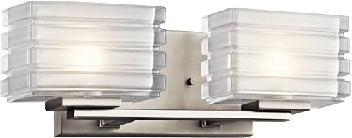 Kichler 45478NI, Bazely Glass Wall Vanity Lighting, 2 Light Halogen, Brushed Nickel