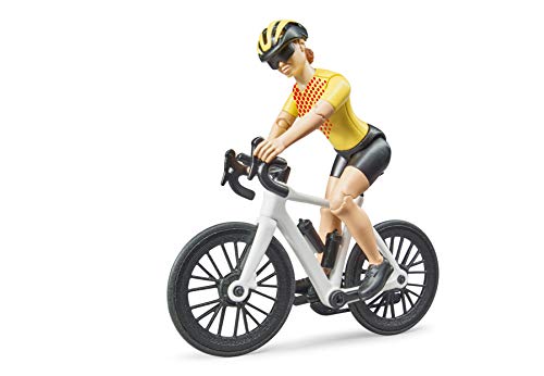 bruder 03485 - Roadster mit Rennrad, Radfahrerin mit Helm - 1:16 Rennauto Sportwagen Cabrio Fahrradfahrer Sportler Spielzeug-Figur bworld – Bild 4