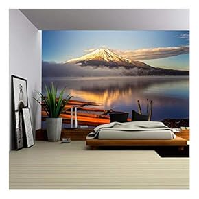 Mount Fuji Reflected in Lake Yamanaka at Dawn, Japan. - Removable Wall Mural | Self-Adhesive Large Wallpaper - 66x96 inches