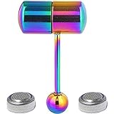 CrazyPiercing Rainbow Vibrating Tongue Ring Stainless Steel Body Piercing With 2 Batteries