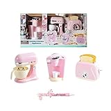 PlayGo Pretend Play Gourmet Kitchen Appliance Set - Single Serve Coffee Maker, Mixer & Toaster, 3 Piece (Pink)