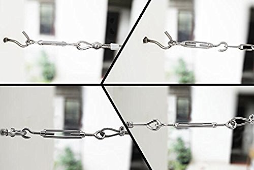 Imagine 5Pcs M4 Stainless Steel 304 Hook & Eye Turnbuckle Wire Rope Tensioner (M4 Eye & Hook)