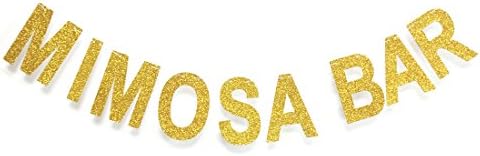 GZFY Mimosa Bar Banner, Gold Glitter | Wedding Decorations | Bachelorette Party | Birthday Party | Bridal Shower | Graduation Party