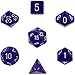 Polyhedral 7-Die Opaque Dice Set - Purple with White