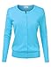 NINEXIS Womens Basic Crew Neck Long Sleeve Button Down Cardigan AQUA M