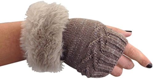 Faux Fur Fingerless Gloves (Tan)