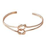 SENFAI High Polished Brand Design Kpop New Fashion Knotted Cuff Bracelet Bangle for Women Summer Jewelry (rose gold)