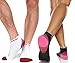 Physix Gear Short Compression Socks for Men & Women - Best Low Compression Socks Women & Men with Arch Support, Ideal for Running, Plantar Fasciitis comfort, and Swelling - Ankle, Pink/White, S/M