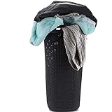 Mind Reader Basket Laundry Hamper with Cutout Handles, Washing Bin, Dirty Clothes Storage, Bathroom, Bedroom, Closet, 60 Liter, Grey