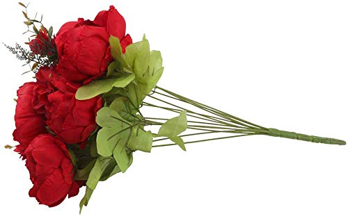 Flojery Silk Peony Bouquet Vintage Artificial Peonies Flower for Home Wedding Party Decor (1pcs,Spring Red)