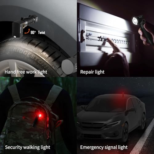 NICRON L71 Tactical Flashlights High Lumens, Type-C Rechargeable Magnetic Flashlight 90 Degree Working Light, IP65 Waterproof 1800 Lunmens LED Flashlights for Camping Outdoor Emergency, 8 Models