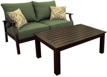 Amazon Com Allen Roth Eastfield Patio Love Seat And Coffee Table 1159lc Outdoor And Patio Furniture Sets Garden Outdoor