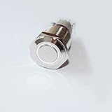 X-Haibei 1 Silver Metal Stainless Steel WHITE LED 16mm 12V Latching Push Button Switch