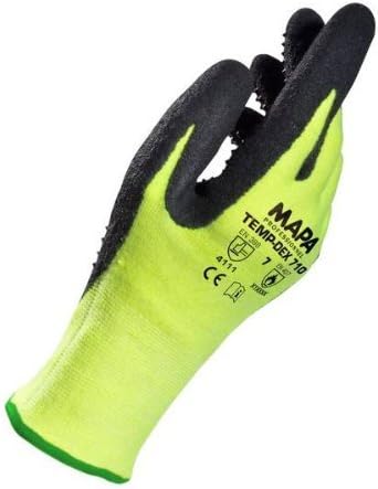 MAPA Temp-Dex 710 Nitrile Lowweight Glove, High Temperature, 10-1/4 Length, Size 7, Black by MAPA Professional