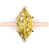 Clara Pucci 14K Solid Rose Gold 2.5 ctw Citrine Solitaire Ring for Women | Anniversary, Birthday Gift | 13x6.5mm Marquise Cut