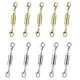 Podoy Magnetic Necklace Clasp Extender Gold and Silver Color Tone for Jewelry Bracelet(10 pcs 6mm)