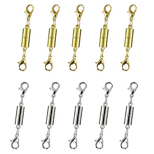 Podoy Magnetic Necklace Clasp Extender Gold and Silver Color Tone for Jewelry Bracelet(10 pcs 6mm)