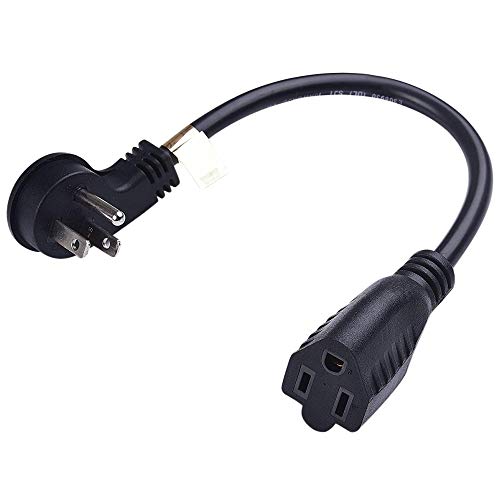 1 Foot Extension Cord Flat Plug Space Saver Short Cable, Three Prong