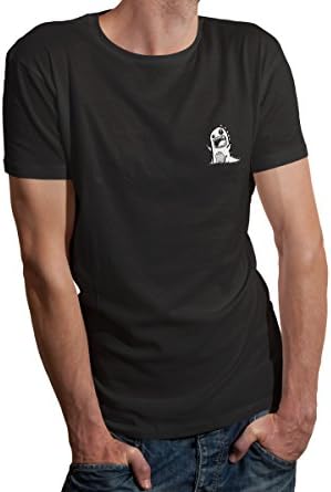 Canonon men 's Cotton Cartoon Pattern Crewneck Short Sleeve T-shirt Black M