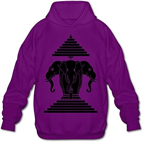 AWSY Men's Erawan Lao / Laos Flag Long Sleeve Hoodie Purple