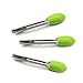 QAAQS 7 Inch Mini Stainless Steel Food Tongs for Serving With Silicone Tips Barbeque Grilling Small Cooking Kitchen Ice Tongs 3 Pieces Green